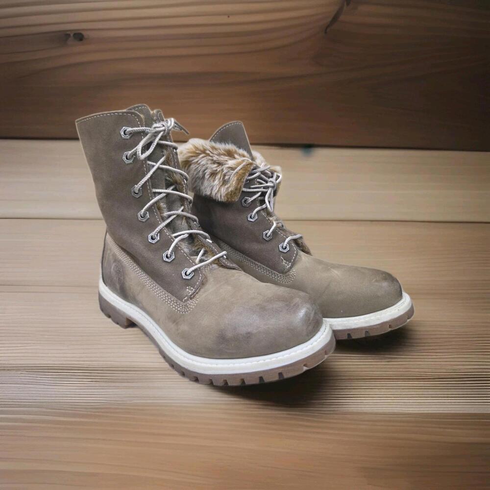 Timberland Women's Leather Waterproof Roll Fold-Over Teddy Fleece Boots Size 8 - Picture 2 of 8